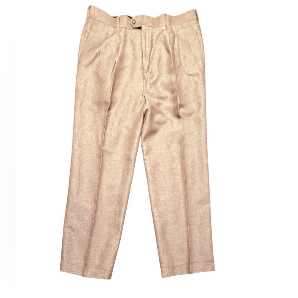 Bobby Jones Brown/Khaki micro stripe Linen/Cotton Golf Chino Pants Size 36